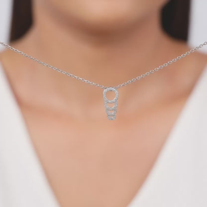 Silver Radiant Circle Pendant With Link Chain