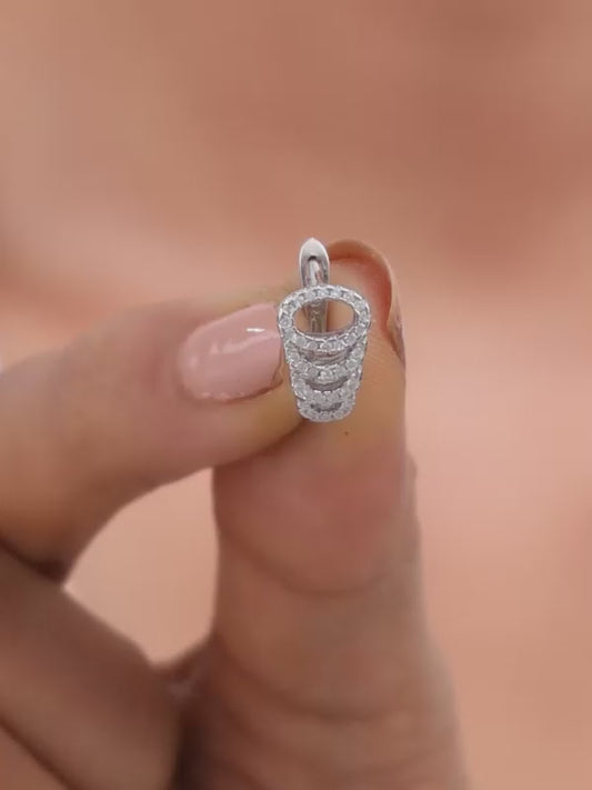 Silver Zircon Elegant Loop Earrings