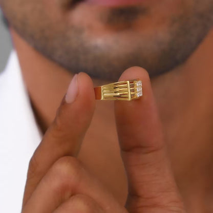 Golden Square in Rectangle Ring For Him