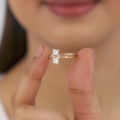 Rose Gold Dyad Solitaire Diamond Ring