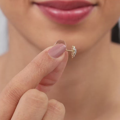 Gold Crystal Lure Lab Grown Diamond Stud Earrings