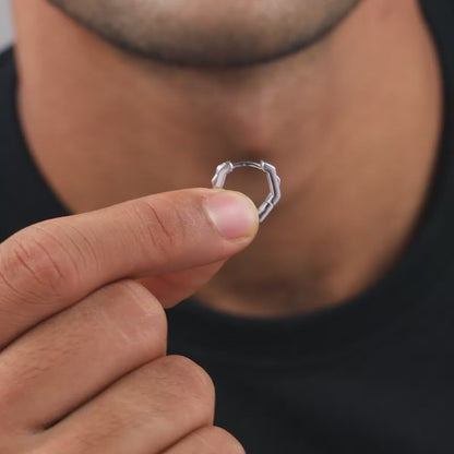 Silver Hexa Hoop Earring For Him