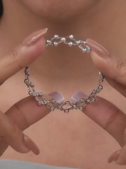 Silver Supple Bracelet with Aqua Blue Stones