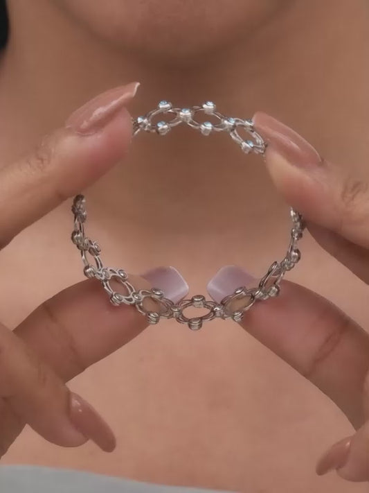 Silver Supple Bracelet with Aqua Blue Stones