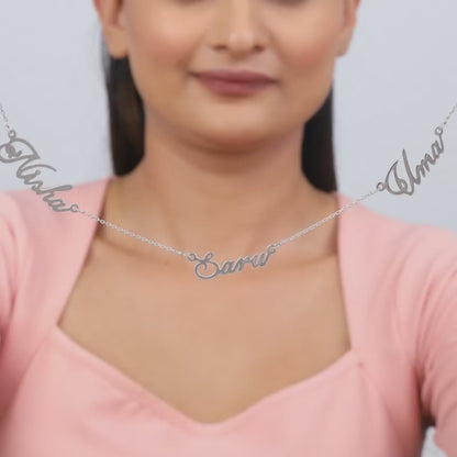 Silver Personalised Bestie Trio Name Necklace