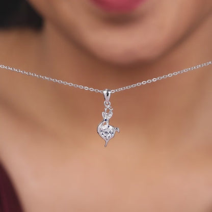 Silver Celestial Fawn Pendant With Link Chain
