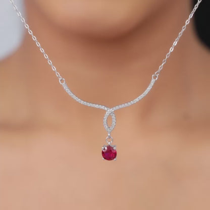 Silver Red Rebel Necklace