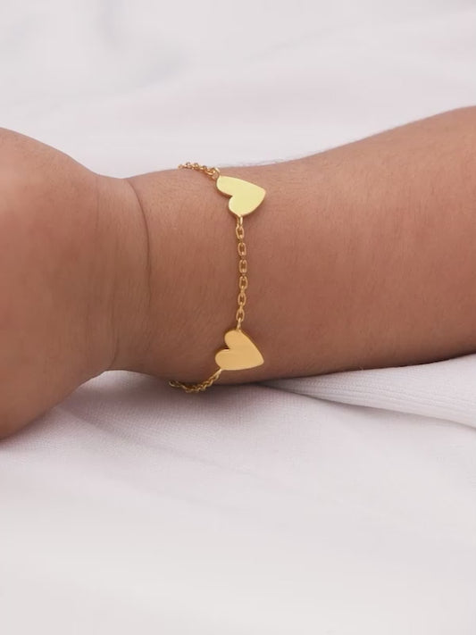 Golden Triple Heartbeat Kids Bracelet