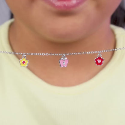 Silver Colourful Floret Kids Bracelet (2 - 8 Years)