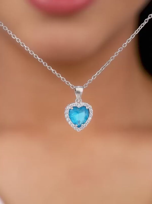 Silver Titanic Heart Of The Ocean Pendant With Link Chain