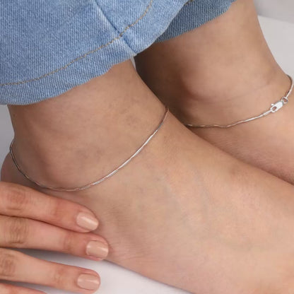 Rose Gold and Silver Snake Chain Anklet