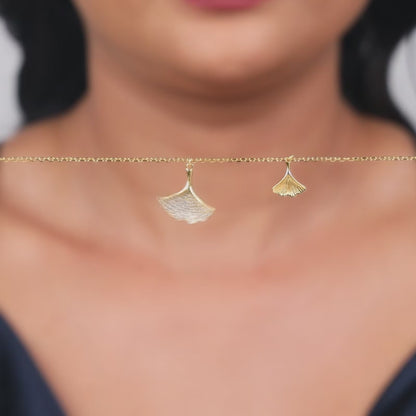 Golden Dual Gingko Leaf Necklace