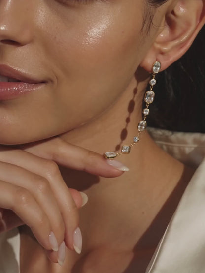 IXIA by GIVA Crystal Link Drop Gold Plated Danglers