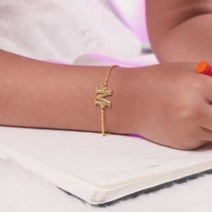 Golden Personalised Initial Kids Bracelet (2 - 8 Years)
