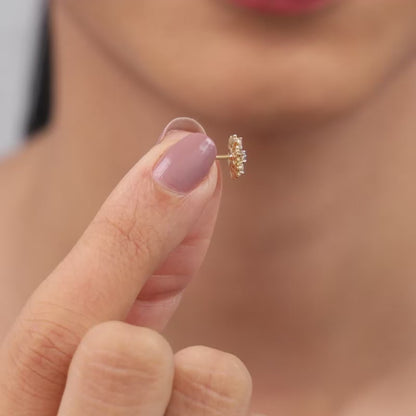 Gold Bloom Bliss Lab Grown Diamond Stud Earrings