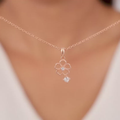 Rose Gold Floral Desire Pendant With Link Chain