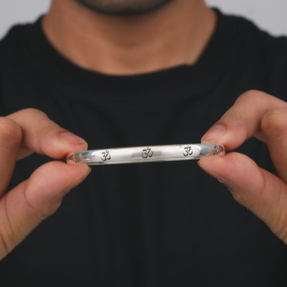 Oxidised Silver Om Kada For Him