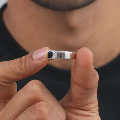 Silver Asphalt Ring For Him