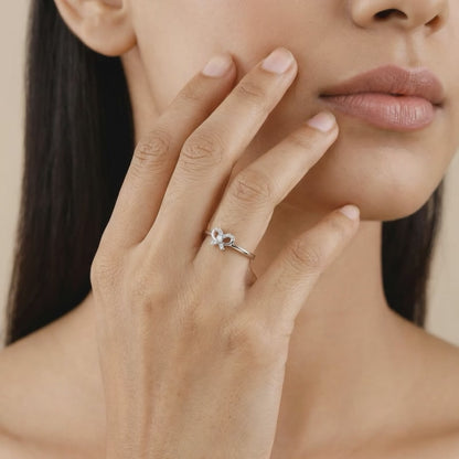 Silver Graceful Bow Ring
