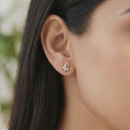Gold Unfinished Floral Lab Grown Diamond Studs
