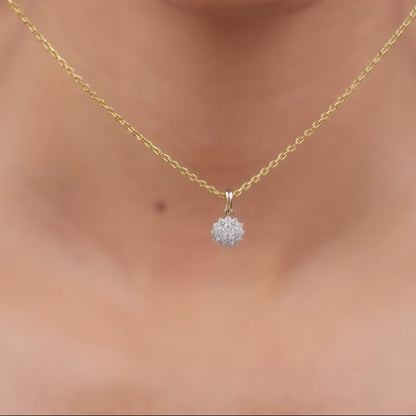 Gold Celestial Flower Lab Grown Diamond Pendant