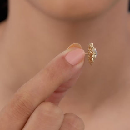 Gold Floral Mandala Lab Grown Diamond Earrings