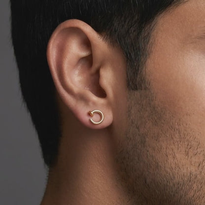 Golden Woven Circle Stud For Him