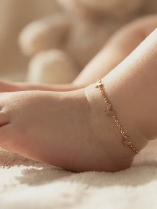 Rose Gold Flutter Glow Kids Anklet (0 - 1 Years)