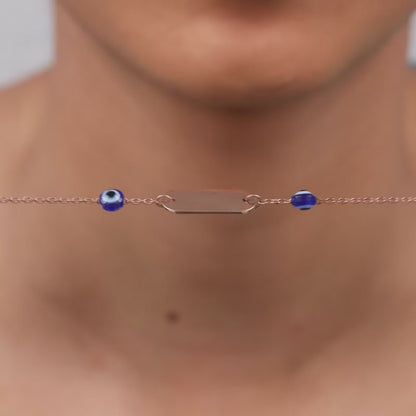 Rose Gold Personalised Evil Eye Name Bracelet