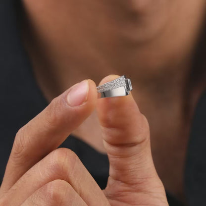 Silver Regal Square Ring For Him