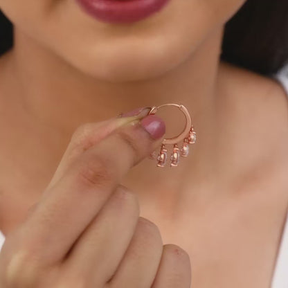 Anushka Sharma Rose Gold Charm Hoop Earrings