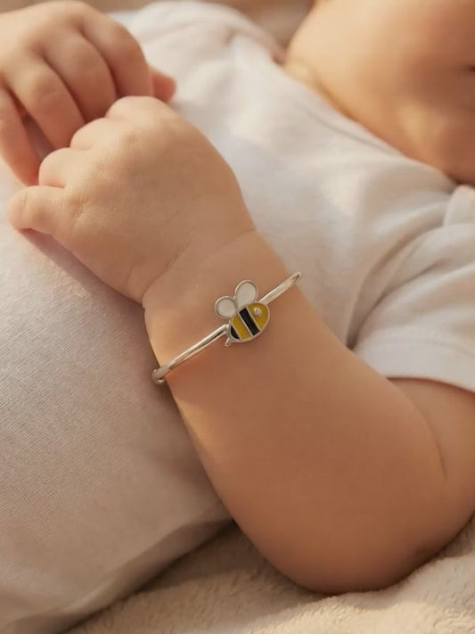 Silver Honey Pop Kids Bangle Bracelet