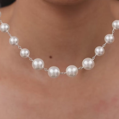 Silver White Pearl Necklace