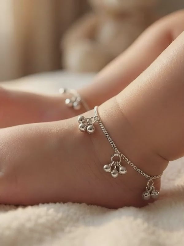 Silver Cute Orb Kids Anklet (0 - 1 Years)