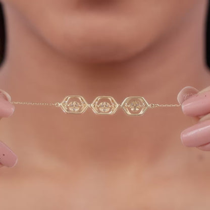Gold Hexagon Glam Lab Grown Diamond Bracelet