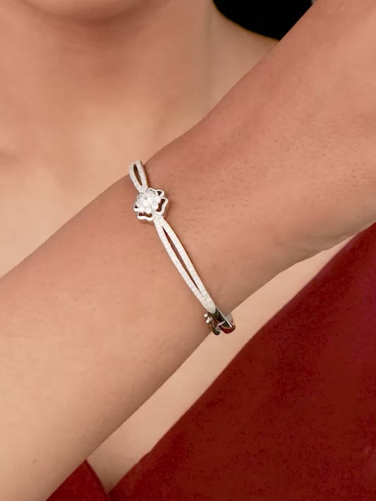 Silver Zircon Flower Bracelet