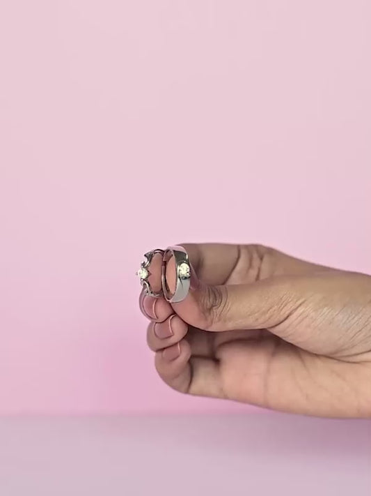 Silver Glowing in Love Couple Rings