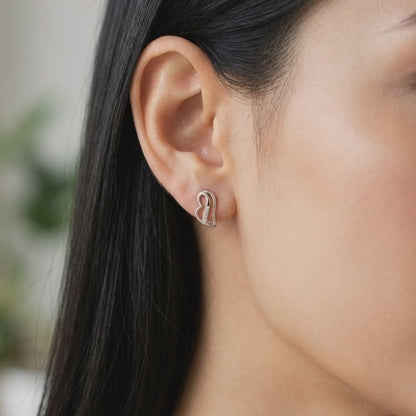 Rose Gold Floating Heart Stud Earrings