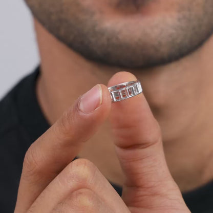Silver Windowpane Ring For Him