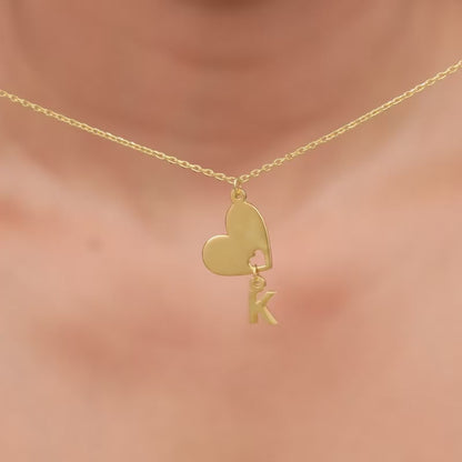 Golden Personalised Heart Initial Pendant