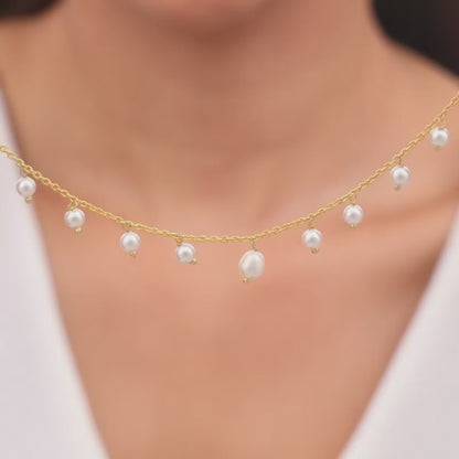 Golden Dancing Pearls Necklace