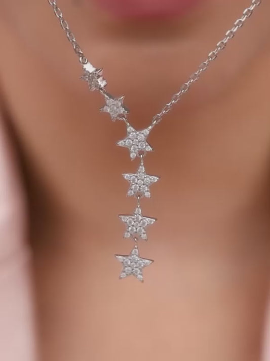 Silver Starry Drop Necklace