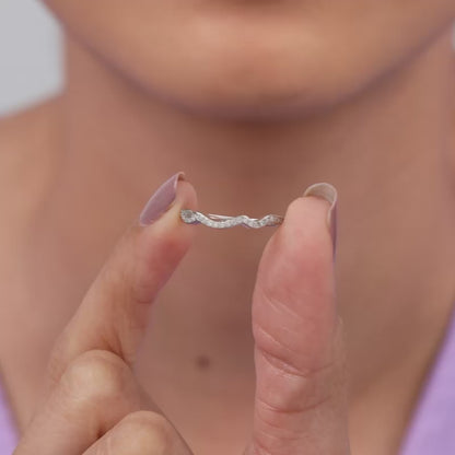 Silver Shinning Wave Ring