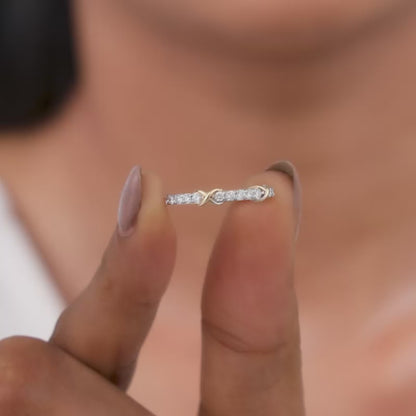 Gold Crossroads Channel Lab Grown Diamond Ring