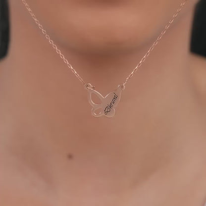 Rose Gold Personalised Butterfly Necklace