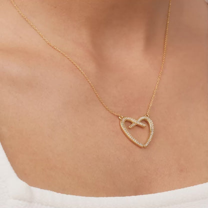 Golden Zircon Studded Heart Necklace