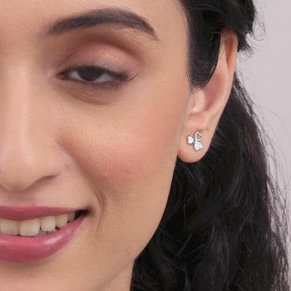 Silver Floral Hearts Earrings