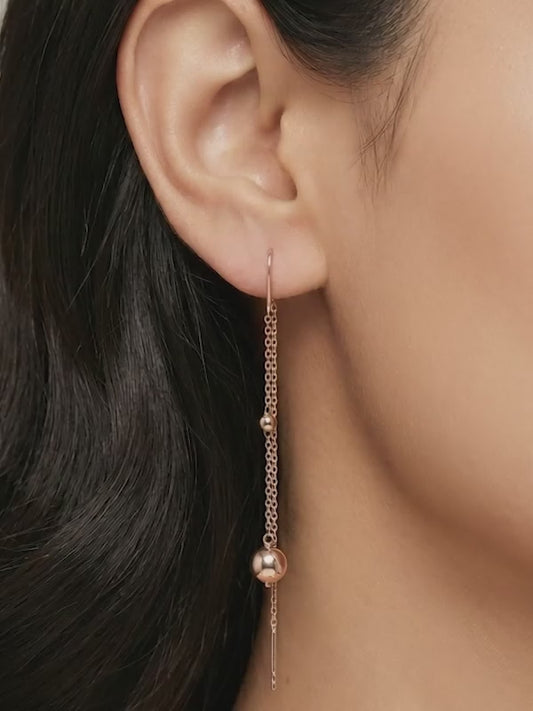 Rose Gold Aurex Beadline Sui Dhaga Earrings