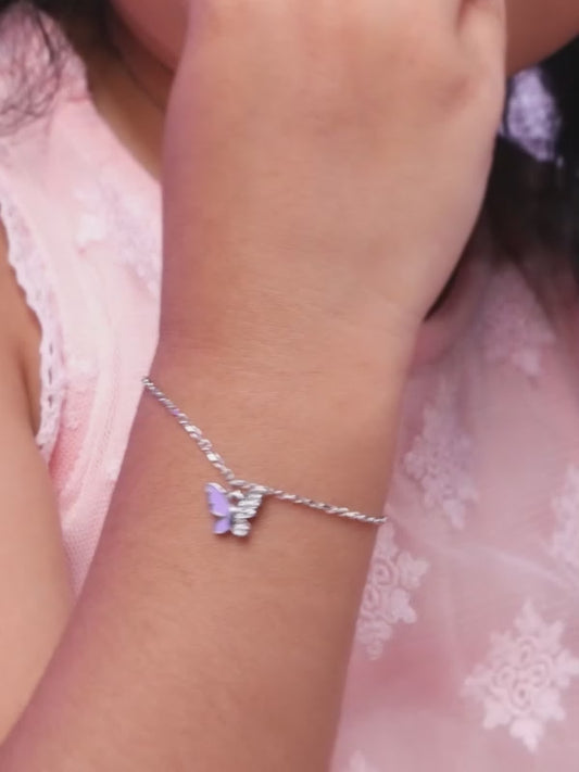Silver Cute Flutter Kids Bracelet