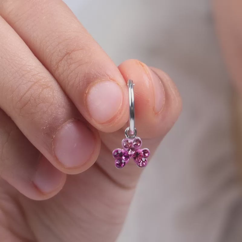 Clover Jewelry Reffeer Sterling Silver Clover Hoop Earrings